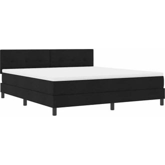 vidaXL Cama Tipo Box Spring Con Tiras Led Negro 180 X 200 Cm Tela Vidaxl
