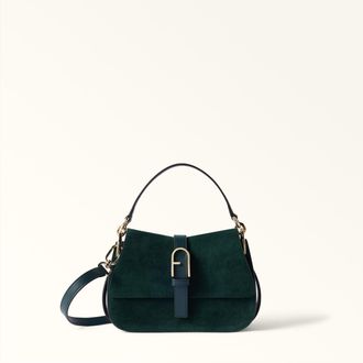 Furla Flow Borsa A Mano Mini Toni Dark Forest Verde Camoscio + Pelle Di Vitello Claris Lux Donna