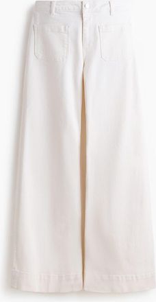 H&M Wide High Waist Jeans in Ivory at Nordstrom, Size 14