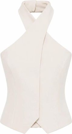 Federica Tosi Cady Gilet met Crossover - Dames - Tops zonder mouwen - Beige - L - Leer - Tops