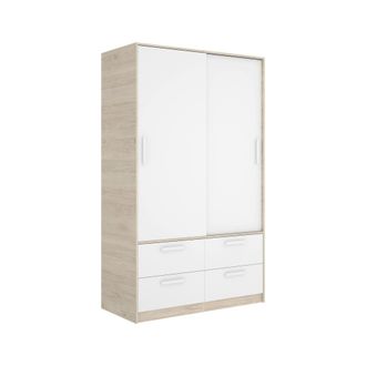 Dmora Armario 2 Puertas Barzena, Muebles De Dormitorio, Vestidor, Armario De Ropa, 120x60 H204 Cm, Blanco Y Roble - Dmora