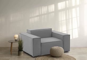 Dmora Sill&oacute;n Dciurri, Sill&oacute;n, 100% Made In Italy, Sill&oacute;n Relax En Tela Tapizada, 140x95h70cm, Gris - Dmora