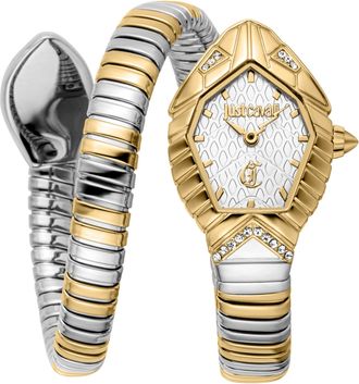 Just Cavalli Womens Signature Snake Speranza Fashion Watch - Yellow Gold Silver JC1L356M0055 - One Size