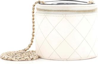 Chanel CC Round Vanity Case with Chain Quilted Lambskin Mini clutch bag