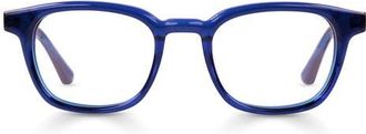 Eyebobs Shareholder 47mm Square Reading Glasses in Cobalt Blue Crystal at Nordstrom, Size +3.50