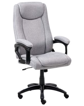 Beliani Silla Ejecutiva De Oficina Asiento Inclinable Acolchado Grueso Lino Gris Graceful