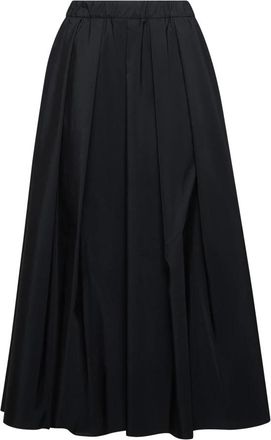 Max Mara Asymmetrische Geribbelde Taille Rok - Dames - Midirokken - Zwart - M - Katoen - Rokken