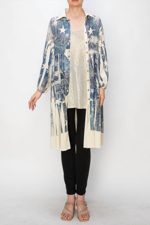 Origami Jewellery Oversized Jacket With Lace In Denim