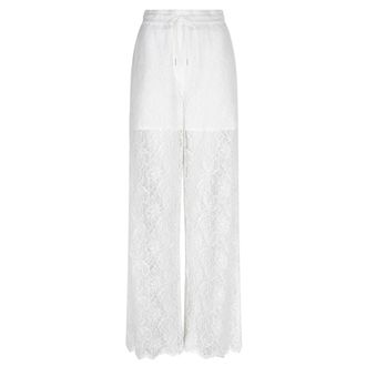 Dante6 Kanten wijde broek met trekkoord - Dames - Broeken - Wit - Maat: XS