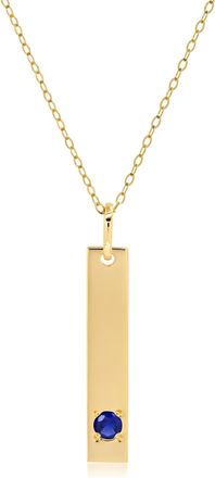MAX + STONE 14k Yellow or White Gold Bar Pendant Necklace with 3mm Small Round Gemstone