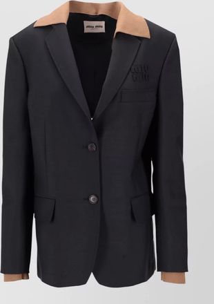 Miu Miu kid mohair jacket contrasting collar buttons