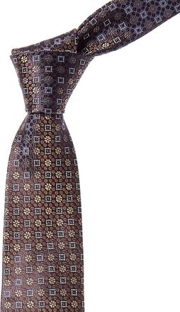 Canali Navy Floral Squares Silk Tie