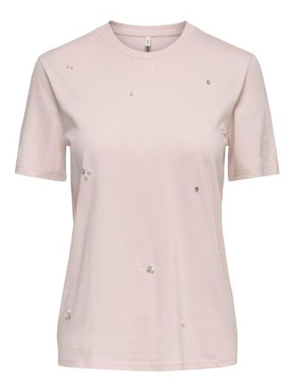 Only ONLPARKER S/S O-NECK BLING TOP BOX JRS Materialmix, regular fit, Rundhals, mit Strass-Stein Detail