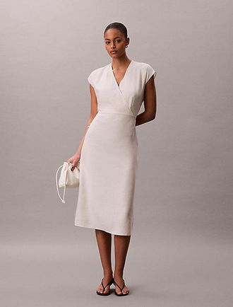 Calvin Klein Vestido midi de lino y lyocell suave