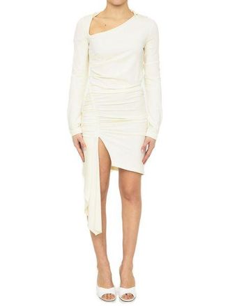 Off-white Viscose Crepe Geplisseerde Jurk