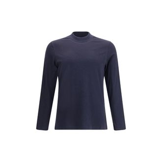 Brunello Cucinelli Blue Cotton Long Sleeve Mens T-Shirt