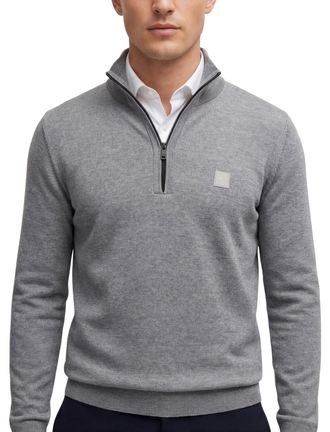 HUGO BOSS BOSS Orange Kanobix S half zip trui grijs