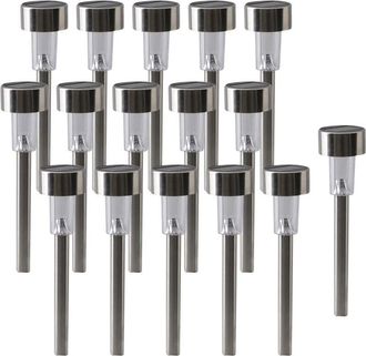 Näve 0 NaeveJuego de 16LEDSolarExteriorSpikeSteel-BlankDawntoDuskSensorIP44