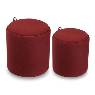 VERSA Taburete reposapi&eacute;s (set de 2) en algod&oacute;n y madera rojo