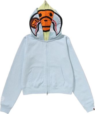 A Bathing Ape Milo Shark Cropped Full Zip Double Hoodie Sax 2M30-215-301-SAX