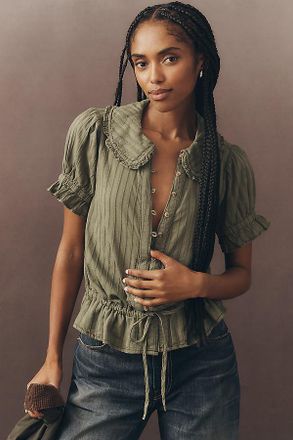 Pilcro The Keira Cinch-Tie Peplum Blouse by Pilcro
