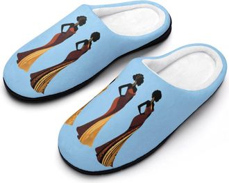 Generic African U.S Women Womens Slippers Warm House Slippers Indoor House Shoes with Anti-Skid Rubber Sole