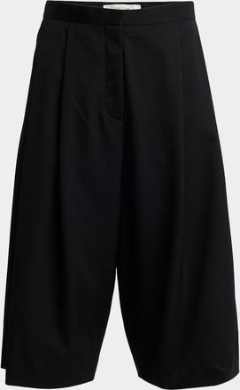 The Row Kalyan Wide-Leg Wool Gabardine Shorts
