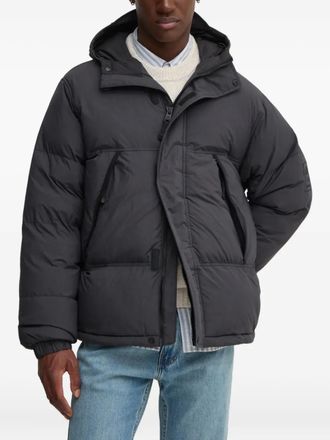 Timberland hooded logo-patch padded jacket - men - Nylon/Polyester - L - Black