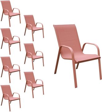 Happy Garden Lote De 8 Sillas Marbella De Textileno Terracota - Aluminio Terracota