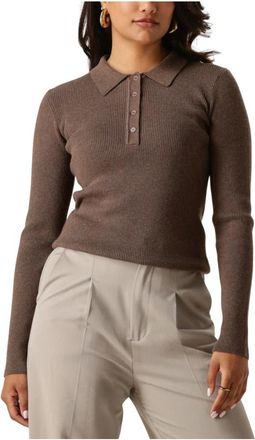Notre-V Nv-Genny Trui - Dames - Polos - Bruin - 2XL - Polyester - Tops