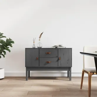 vidaXL Aparador Madera Maciza De Pino Gris 110x40x78 Cm Vidaxl
