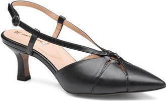 Johnston & Murphy Lindsey Ring Slingback Pump in Black Glove Leather at Nordstrom, Size 6.5