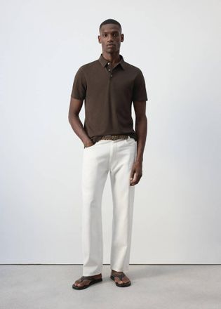 Mango Polo regular fit in misto cotone cioccolato - Uomo - XXL - MANGO MAN
