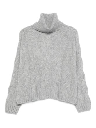 Allude cable-knit roll-neck sweater - women - Cashmere/Silk - M - Grey