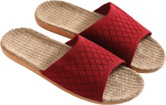 Yardwe Breathable Linen Slippers for Indoor Use Non-skid Shoes Sweat Absorption for Summer Relaxation at Home