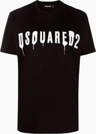 Dsquared2 Womens Dsquared2 Dripping Spray Logo Black T-Shirt - Size: 10/8