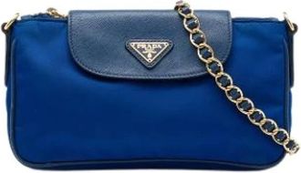Prada Pre-owned Vintage Crossbody Bag - Dames - Vintage Schoudertas - Blauw - ONE Size - Leer - Vintage