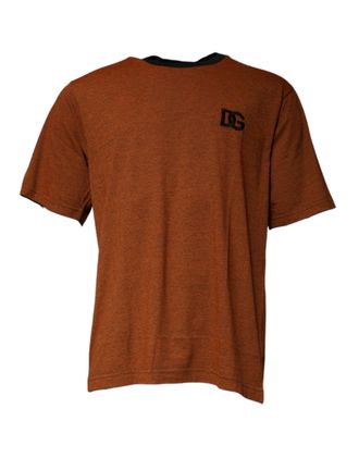 Dolce & Gabbana Mens Brown Dg Logo Cotton Crew Neck T-Shirt