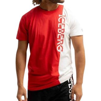 Iceberg Tops, Heren, Rood, S, Katoen, Vertical Logo Tee