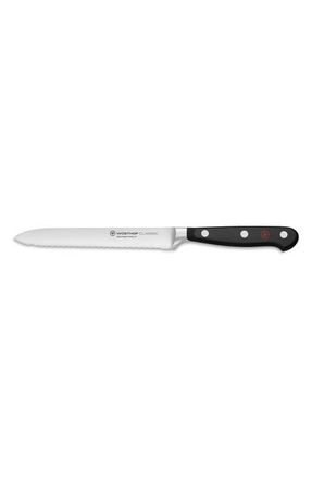 W&uuml;sthof Classic Ikon 5-Inch Serrated Utility Knife in Black at Nordstrom