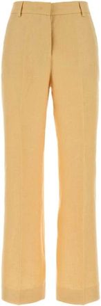 Max Mara Malizia Pant - Dames - Straight fit broeken - Geel - XS - Leer - Broeken