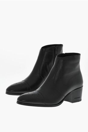 Dsquared2 Leather Boots VINTAGE With Brogue Details 6 cm Heel size 44