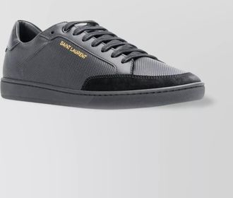 Saint Laurent leather sneakers with almond toe and perforated style