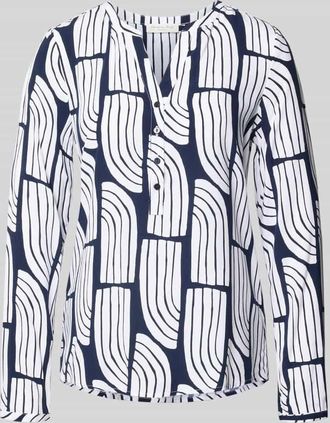 Christian Berg Wellen-Print Schlupfbluse aus Viskose in Dunkelblau, Gr&ouml;&szlig;e 34