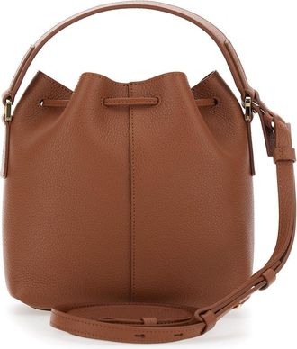 Ferragamo Womens Crossbody Bag Grained Brown Leather Calf Shoulder