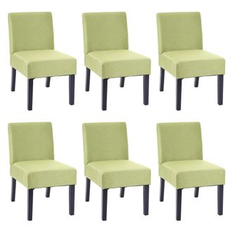 Hhg Hhg - Lote De 6 Silla De Comedor 172, Silla Lounge, Tela/textil, Verde