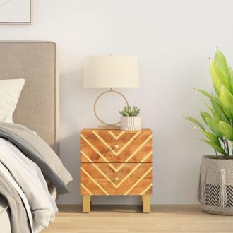 vidaXL Comodino Marrone e Nero in Legno Massello di Mango - Vidaxl