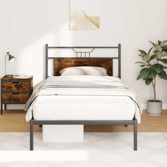 vidaXL Giroletto senza Materasso Rovere Fumo 100x200 cm in Truciolato - Vidaxl