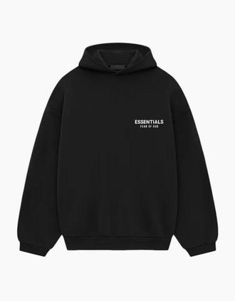 Fear of God Womens Fear of God Essentials Fleece Hoodie Black - Size: 18/16