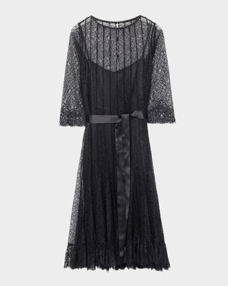 Teri Jon Pintuck Laced Cocktail Dress
